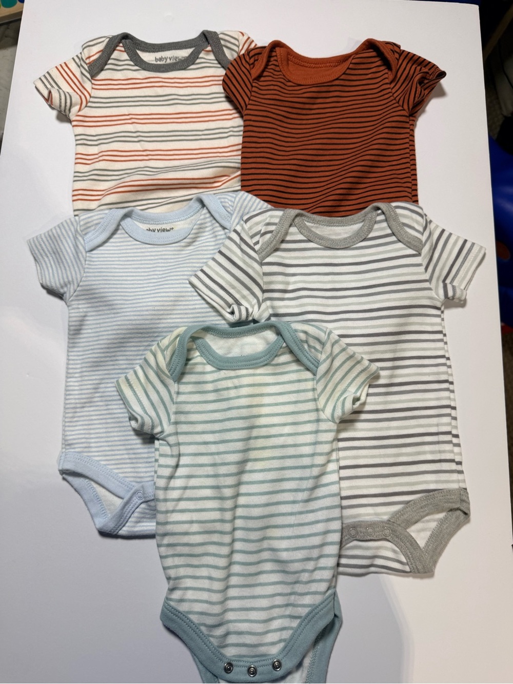 0-3 Months Baby Vision Striped Short-Sleeve Onesies - Multicolor